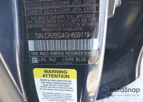 2016 Land Rover Discovery Sport Hse from USA, damaged, VIN SALCR2BG4GH609119